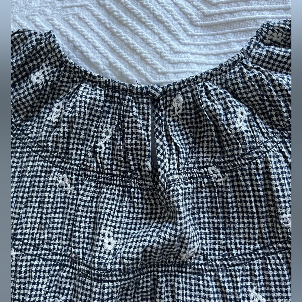 Madewell Embroidered GIngham Shirred Puff Sleeve Top - Picture 7 of 11